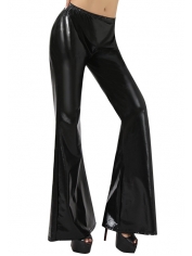 70s Costume Metallic Black Disco Flare Pants - 70s Disco Costumes